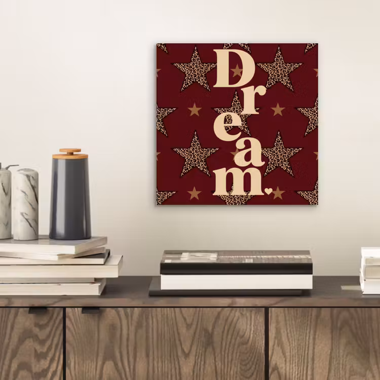Sterren - Luipaardprint - Dream - Bordeaux aluminium wit klein -sfeer1