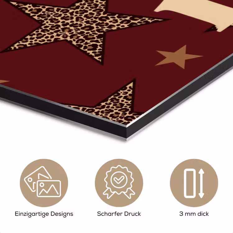 Sterren - Luipaardprint - Dream - Bordeaux aluminium wit klein -closeup_DE