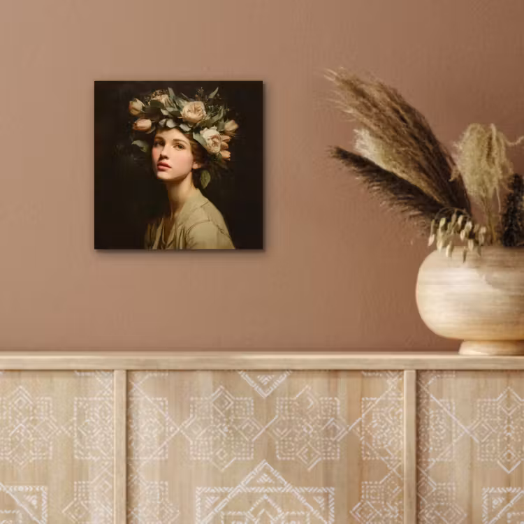 Bloemenstilte - Vrouw - Portret aluminium wit klein -sfeer4