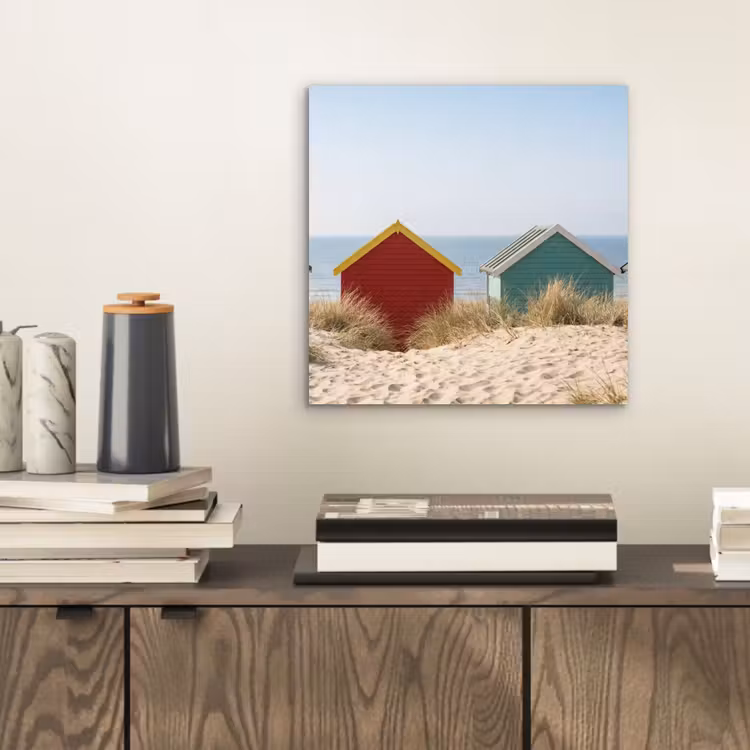 Strand - Huisjes - Kleurrijk - Duinen aluminium wit klein -sfeer1