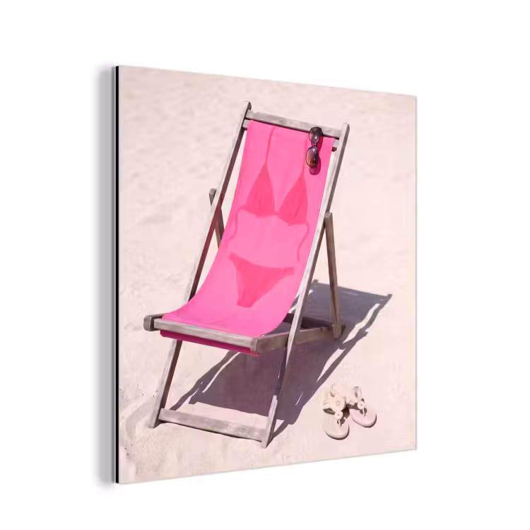 Strand - Ligstoel - Badkleding - Zomer - Roze aluminium wit klein -3d