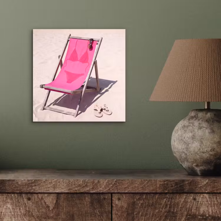 Strand - Ligstoel - Badkleding - Zomer - Roze aluminium wit klein -sfeer2