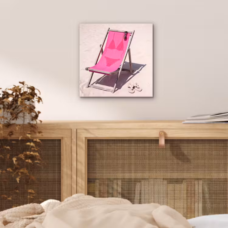Strand - Ligstoel - Badkleding - Zomer - Roze aluminium wit klein -sfeer3