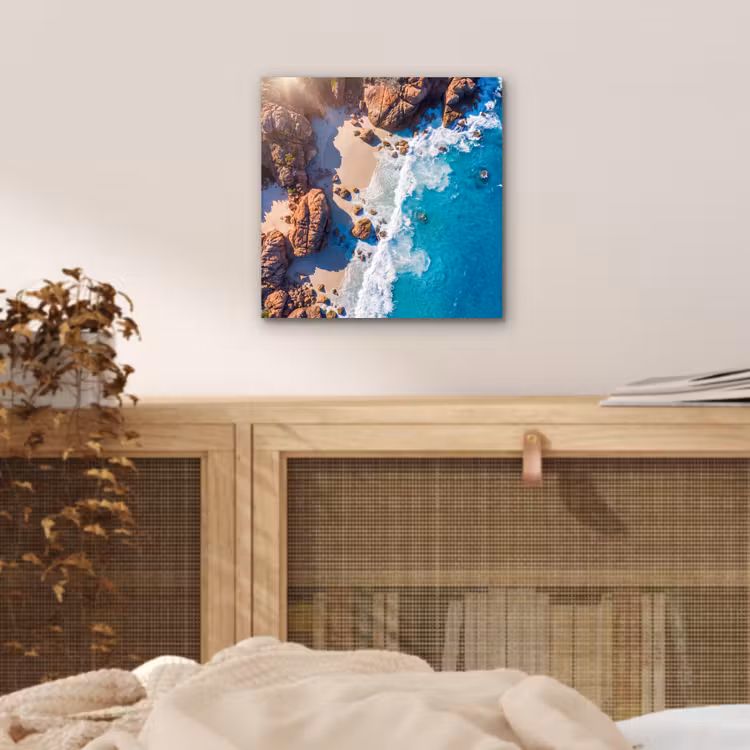 Strand - Zee - Rotsen - Natuur - Blauw aluminium wit klein -sfeer3