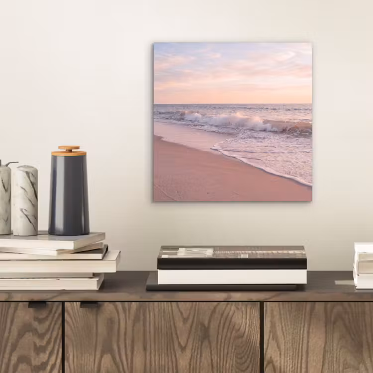 Strand - Zee - Golven - Natuur - Zonsondergang aluminium wit klein -sfeer1
