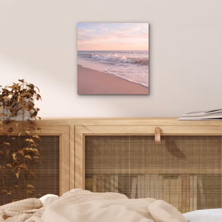 Strand - Zee - Golven - Natuur - Zonsondergang aluminium wit klein -sfeer3