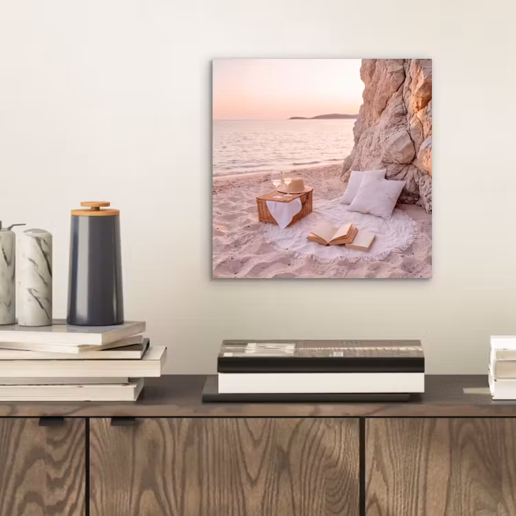 Strand - Picknick - Zonsondergang - Zomer - Natuur aluminium wit klein -sfeer1
