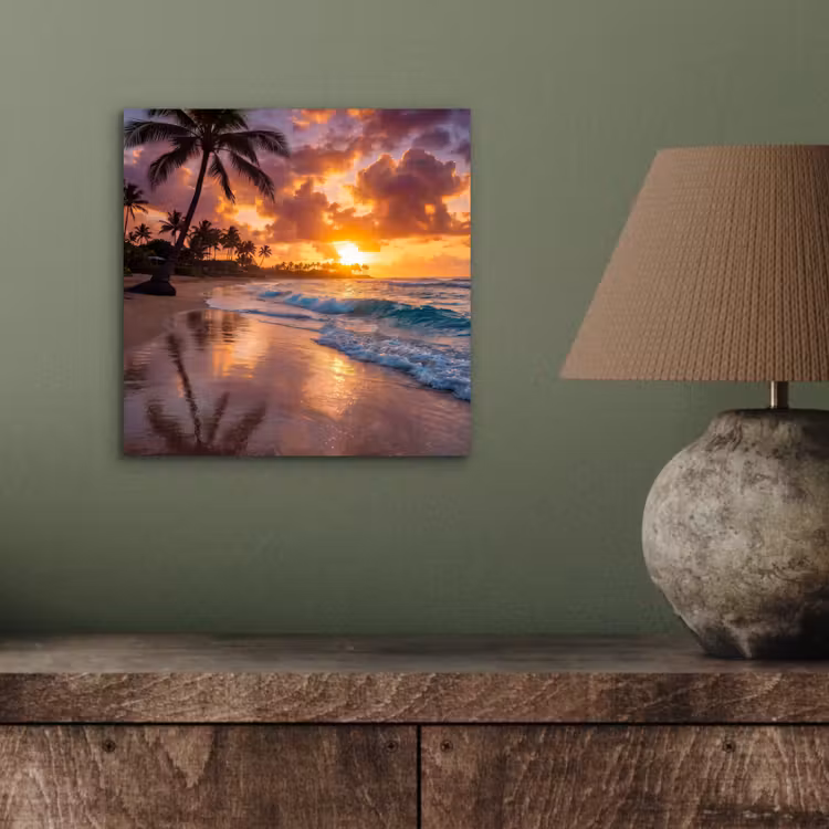 Strand - Zonsopgang - Tropisch - Natuur - Oranje aluminium wit klein -sfeer2