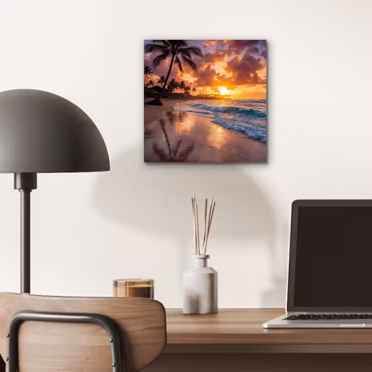 Strand - Zonsopgang - Tropisch - Natuur - Oranje aluminium wit klein -sfeer5