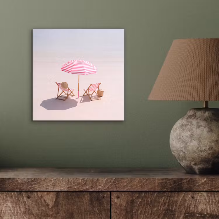 Strand - Parasol - Ligstoel - Zomer - Roze aluminium wit klein -sfeer2