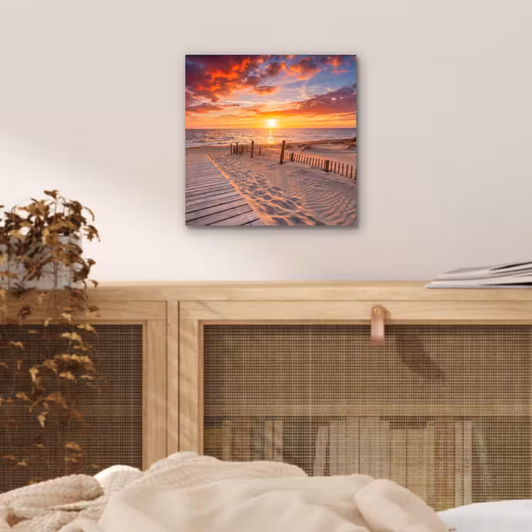 Strand - Zonsondergang - Zee - Natuur - Oranje aluminium wit klein -sfeer3