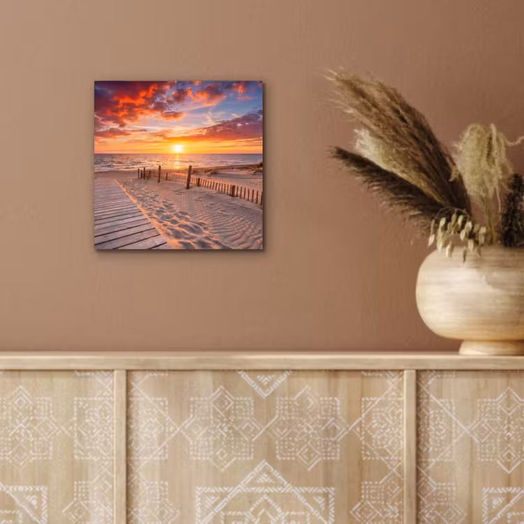 Strand - Zonsondergang - Zee - Natuur - Oranje aluminium wit klein -sfeer4