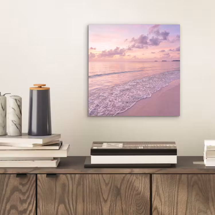 Strand - Zonsondergang - Natuur - Minimalistisch - Roze aluminium wit klein -sfeer1