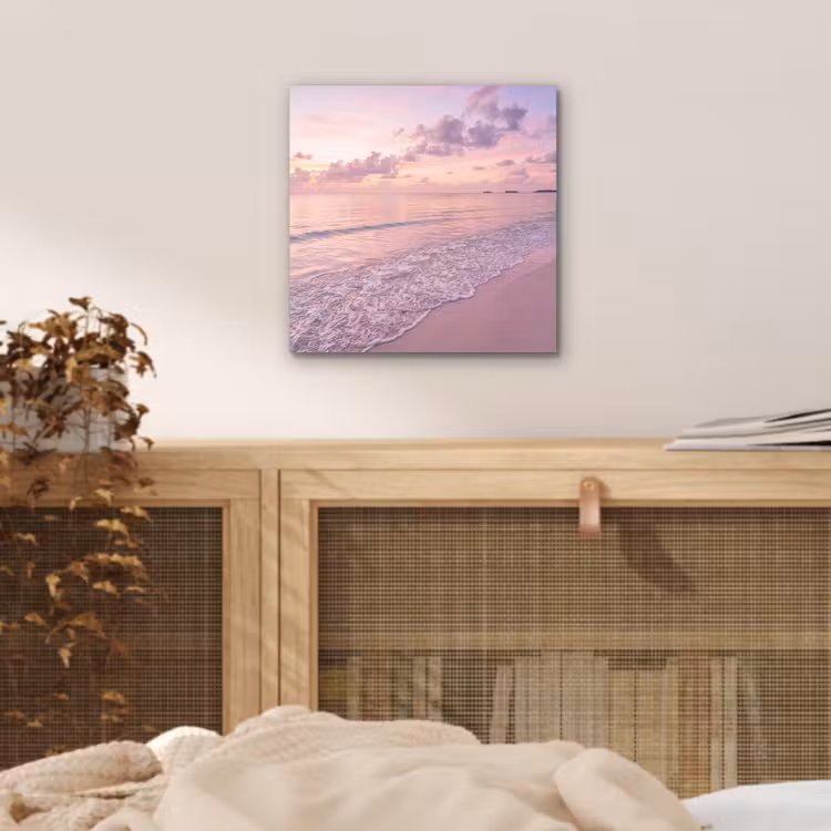 Strand - Zonsondergang - Natuur - Minimalistisch - Roze aluminium wit klein -sfeer3