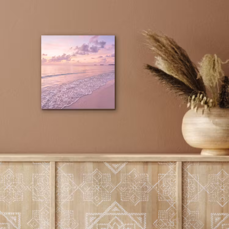 Strand - Zonsondergang - Natuur - Minimalistisch - Roze aluminium wit klein -sfeer4