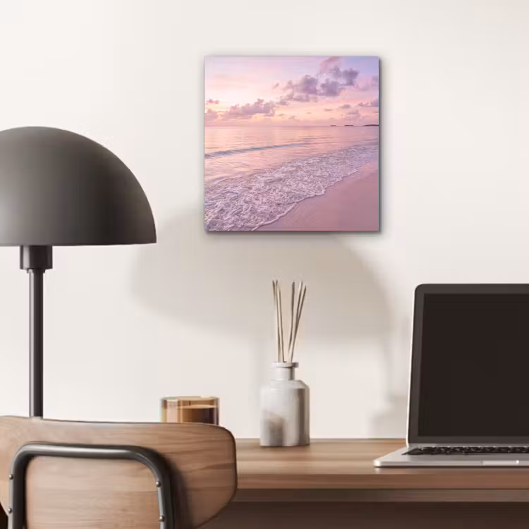 Strand - Zonsondergang - Natuur - Minimalistisch - Roze aluminium wit klein -sfeer5