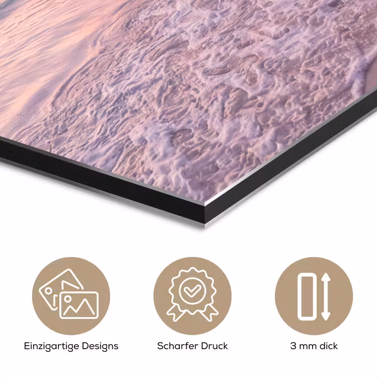 Strand - Zonsondergang - Natuur - Minimalistisch - Roze aluminium wit klein -closeup_DE