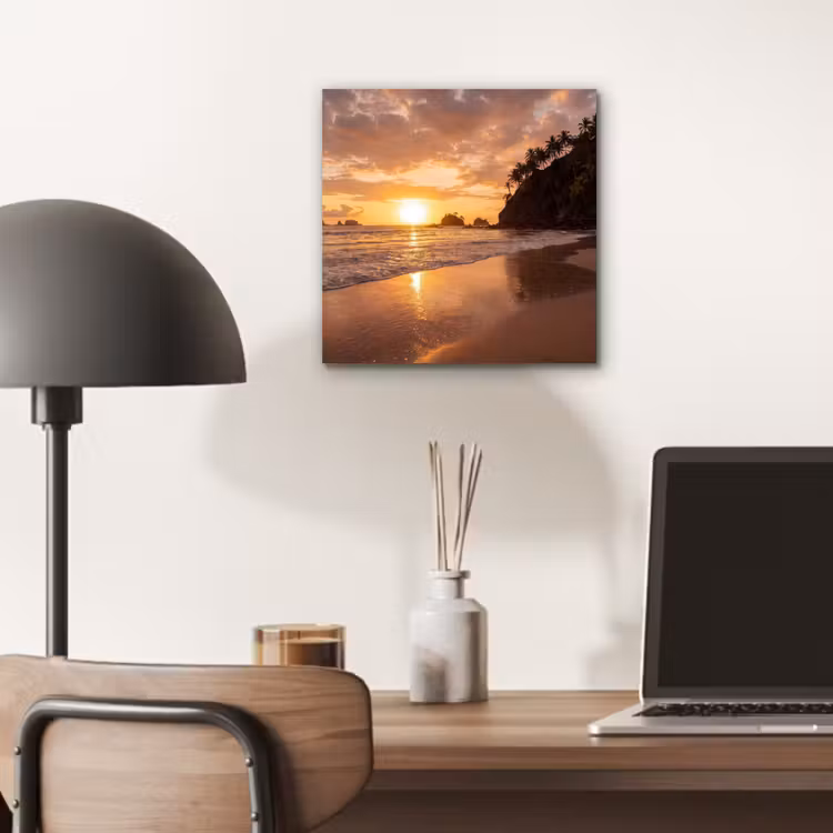 Strand - Zonsondergang - Natuur - Tropisch - Oranje aluminium wit klein -sfeer5