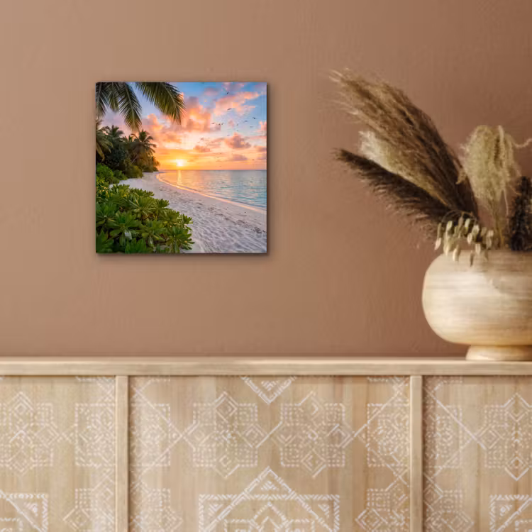Strand - Zonsondergang - Palmbomen - Tropisch - Natuur aluminium wit klein -sfeer4