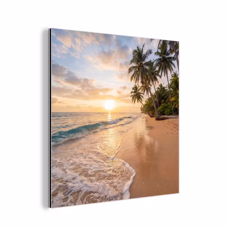 Strand - Zonsondergang - Tropisch - Natuur - Goud aluminium wit klein -3d