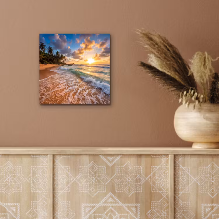 Strand - Zonsondergang - Golven - Natuur - Goud aluminium wit klein -sfeer4