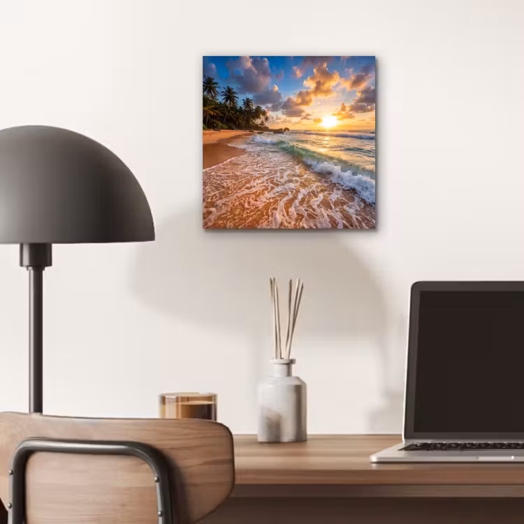 Strand - Zonsondergang - Golven - Natuur - Goud aluminium wit klein -sfeer5