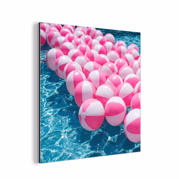 Strandballen - Roze - Water aluminium wit klein -3d