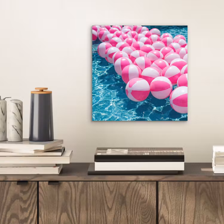 Strandballen - Roze - Water aluminium wit klein -sfeer1