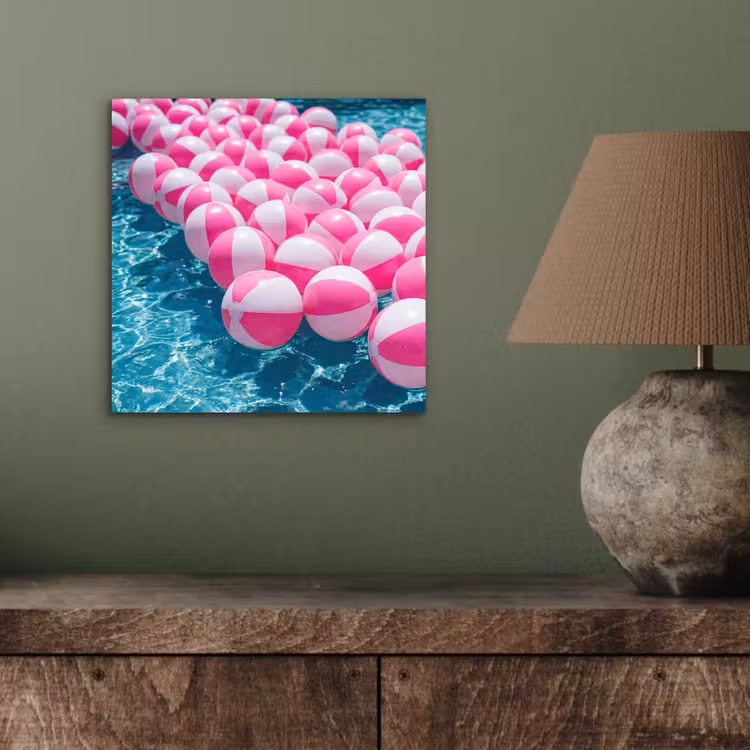 Strandballen - Roze - Water aluminium wit klein -sfeer2