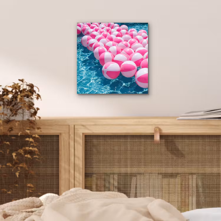Strandballen - Roze - Water aluminium wit klein -sfeer3