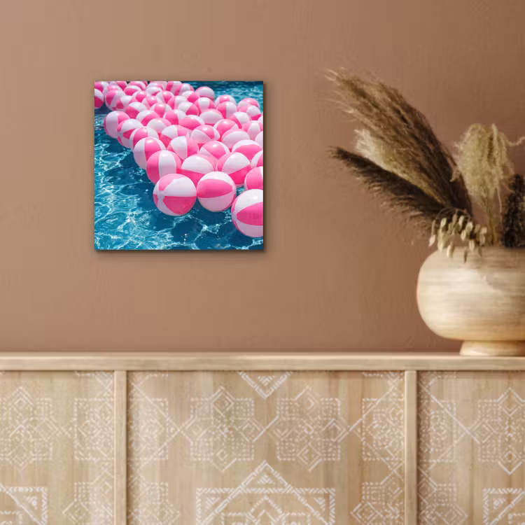 Strandballen - Roze - Water aluminium wit klein -sfeer4