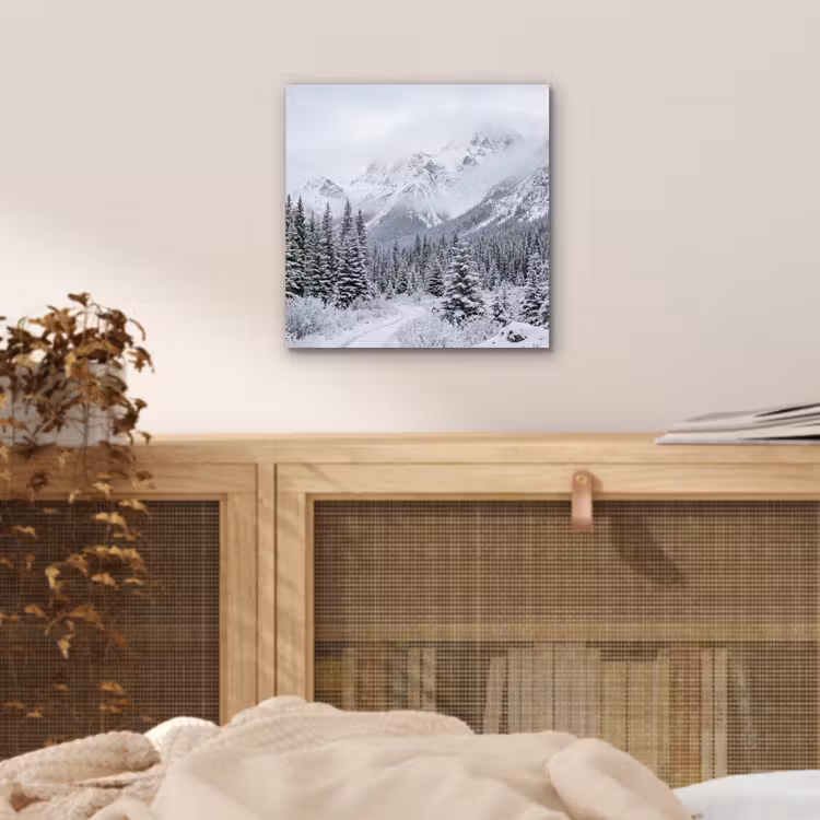 Weg - Bergen - Sneeuw - Naaldbos - Avontuurlijk aluminium wit klein -sfeer3