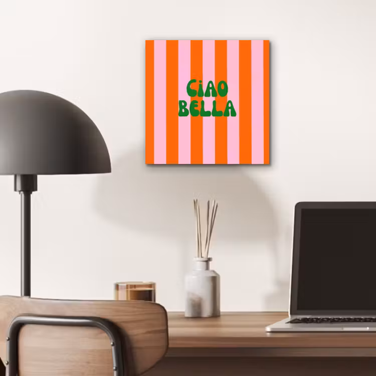 Strepen - Oranje - Verticaal - Ciao bella aluminium wit klein -sfeer5
