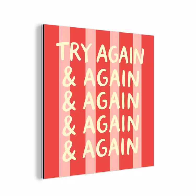 Strepen - Rood - Try again aluminium wit klein -3d