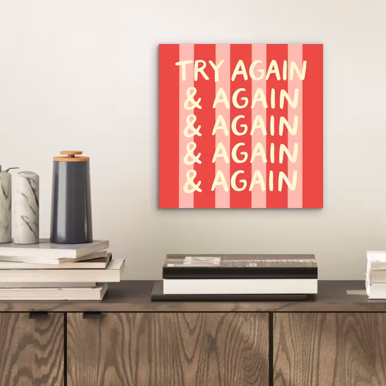 Strepen - Rood - Try again aluminium wit klein -sfeer1