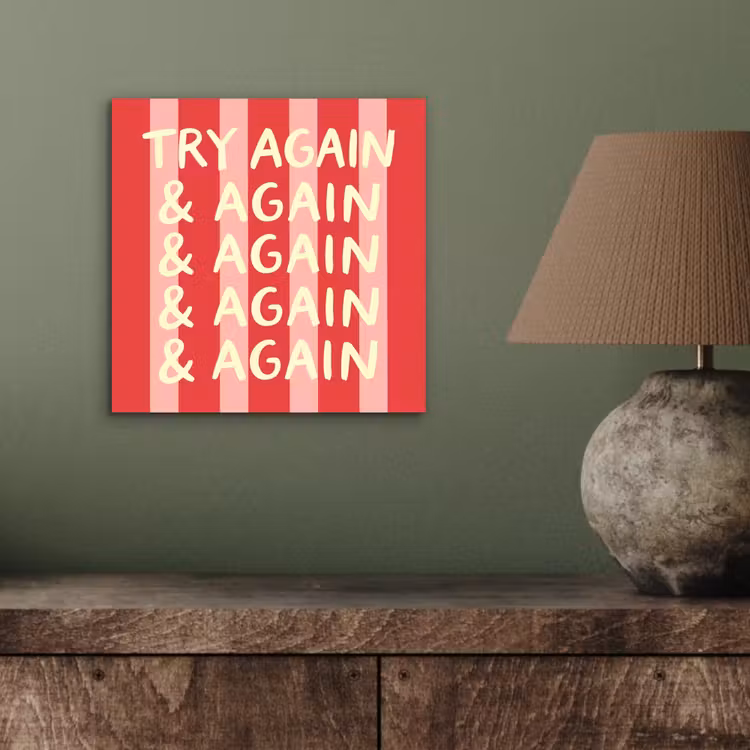 Strepen - Rood - Try again aluminium wit klein -sfeer2
