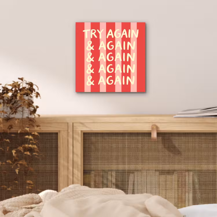 Strepen - Rood - Try again aluminium wit klein -sfeer3