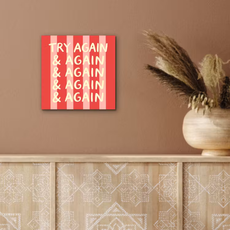 Strepen - Rood - Try again aluminium wit klein -sfeer4
