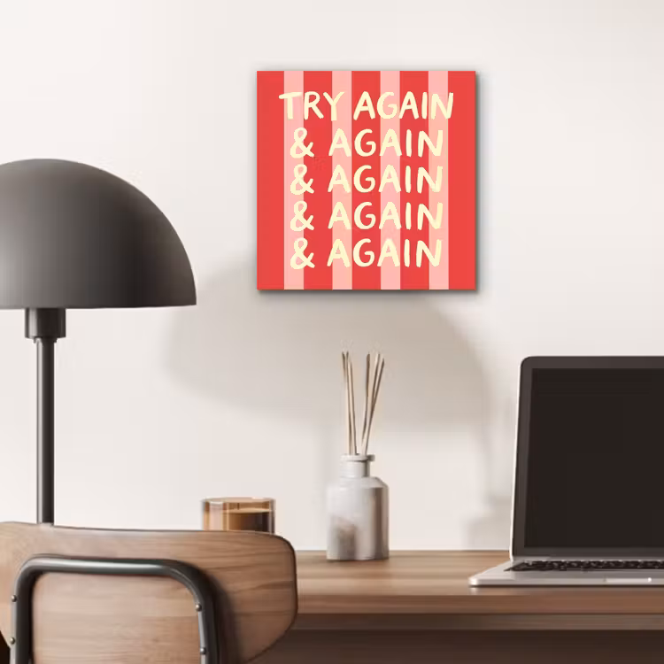 Strepen - Rood - Try again aluminium wit klein -sfeer5