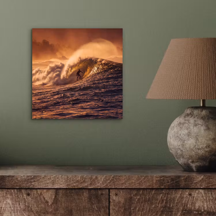 Surfer - Golf - Oceaan - Sport - Oranje aluminium wit klein -sfeer2