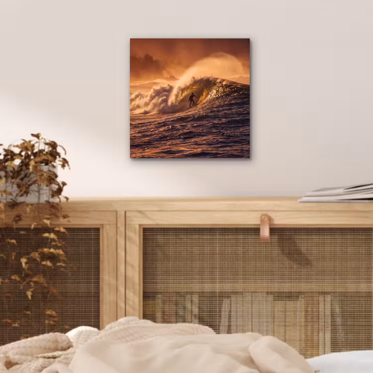Surfer - Golf - Oceaan - Sport - Oranje aluminium wit klein -sfeer3