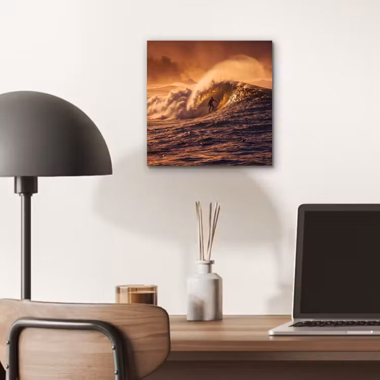 Surfer - Golf - Oceaan - Sport - Oranje aluminium wit klein -sfeer5