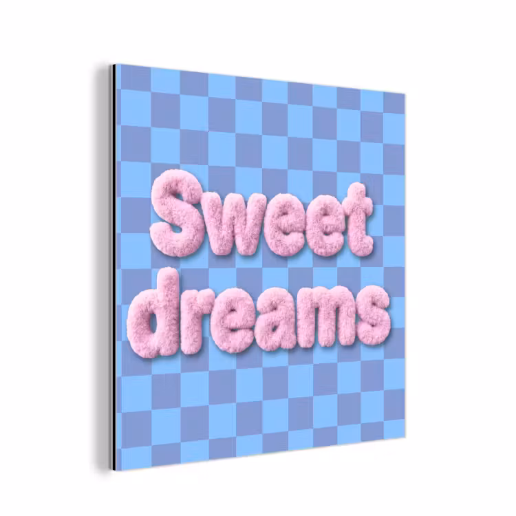 Sweet dreams - Vierkanten - Roze - Blauw aluminium wit klein -3d