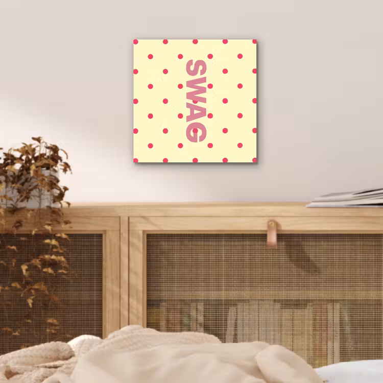 Swag - Roze - Stippen - Geel aluminium wit klein -sfeer3