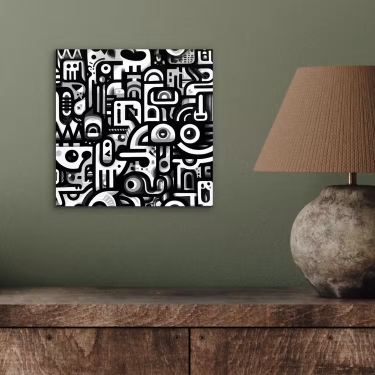 Symbolen - Abstract - Grafisch - Zwart aluminium wit klein -sfeer2