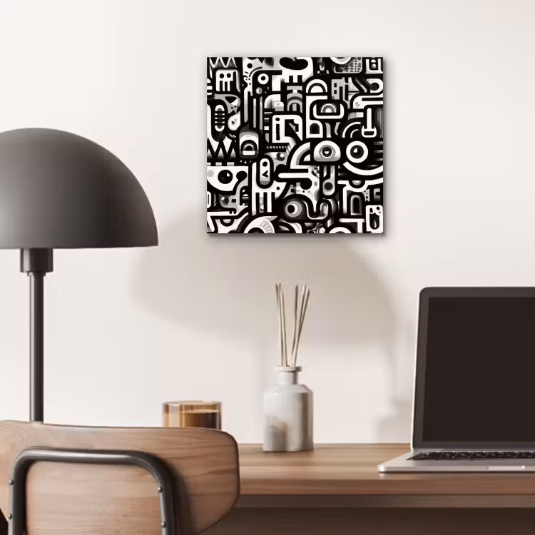Symbolen - Abstract - Grafisch - Zwart aluminium wit klein -sfeer5