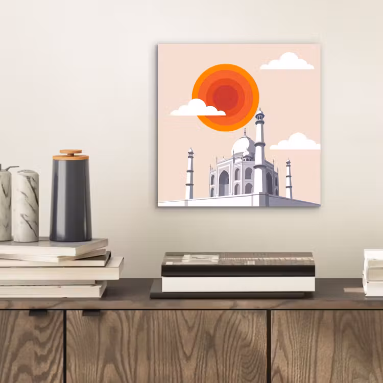 Taj Mahal - Zon - Koepel - Architectuur - India - Grafisch aluminium wit klein -sfeer1