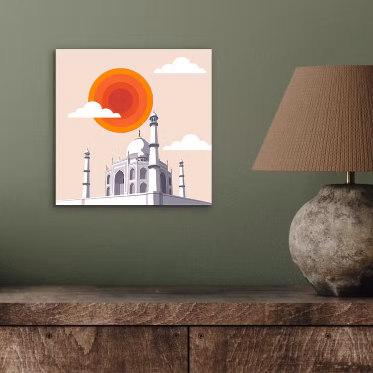 Taj Mahal - Zon - Koepel - Architectuur - India - Grafisch aluminium wit klein -sfeer2