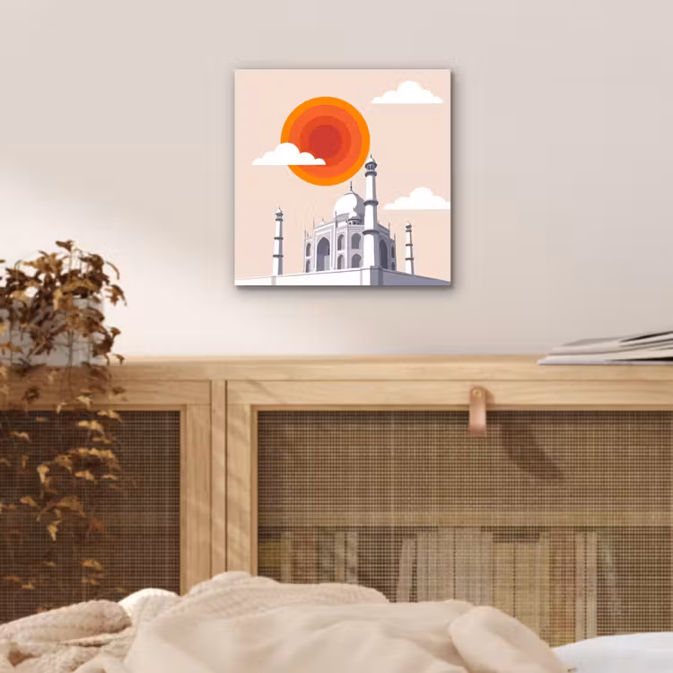 Taj Mahal - Zon - Koepel - Architectuur - India - Grafisch aluminium wit klein -sfeer3