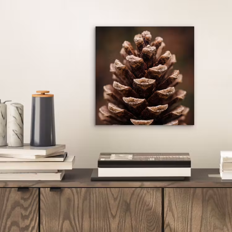 Dennenappel - Bos - Herfst - Bruin - Sfeervol aluminium wit klein -sfeer1